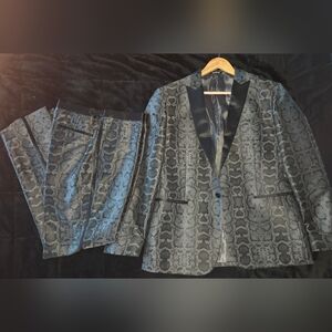 Express Slim Fit Snake Print Suit Jacket & Pants Set – 34x34 Pants